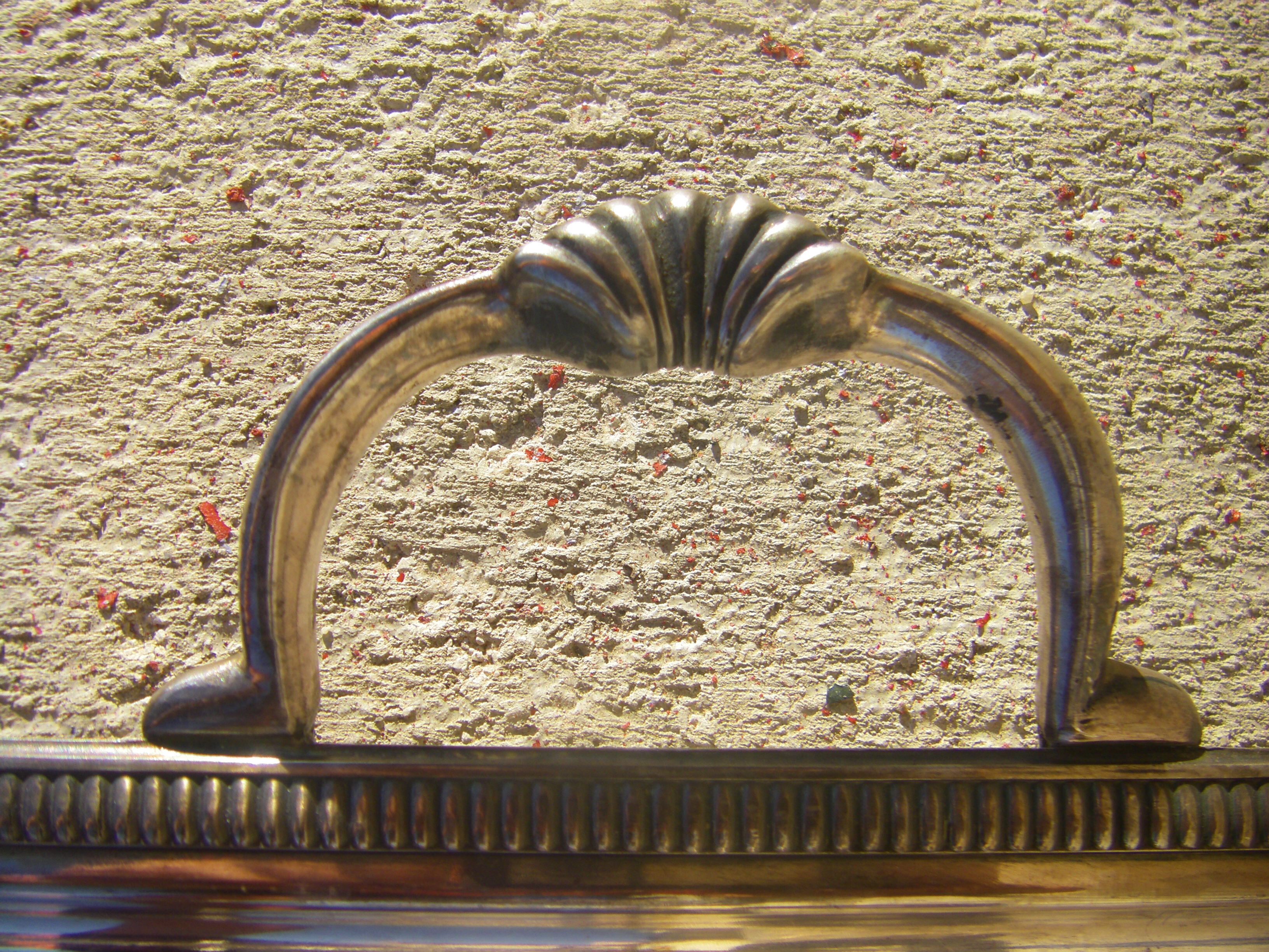 Silver metal serving tray
