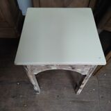Solid wood stool seat square feet patinated