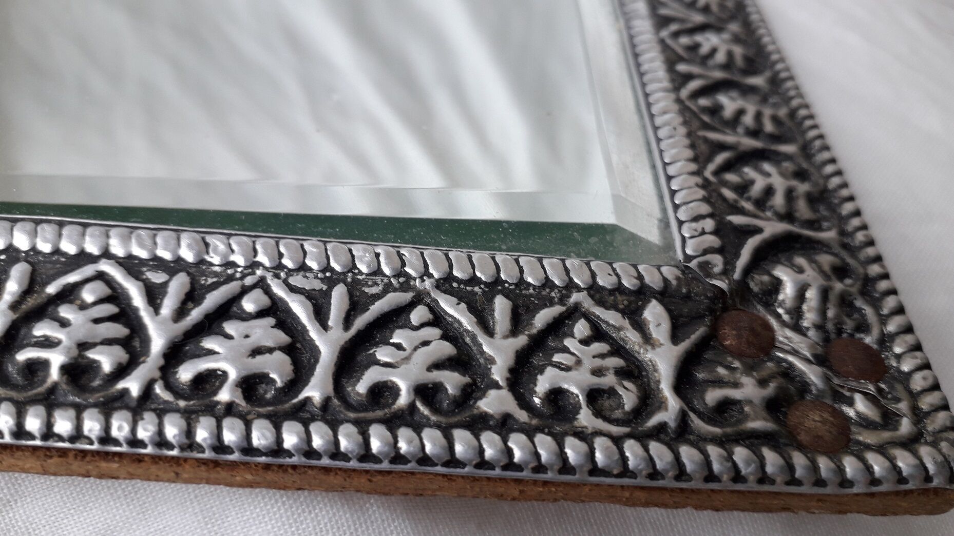 Square pewter mirror