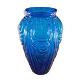 Large art deco vase in cobalt blue glass