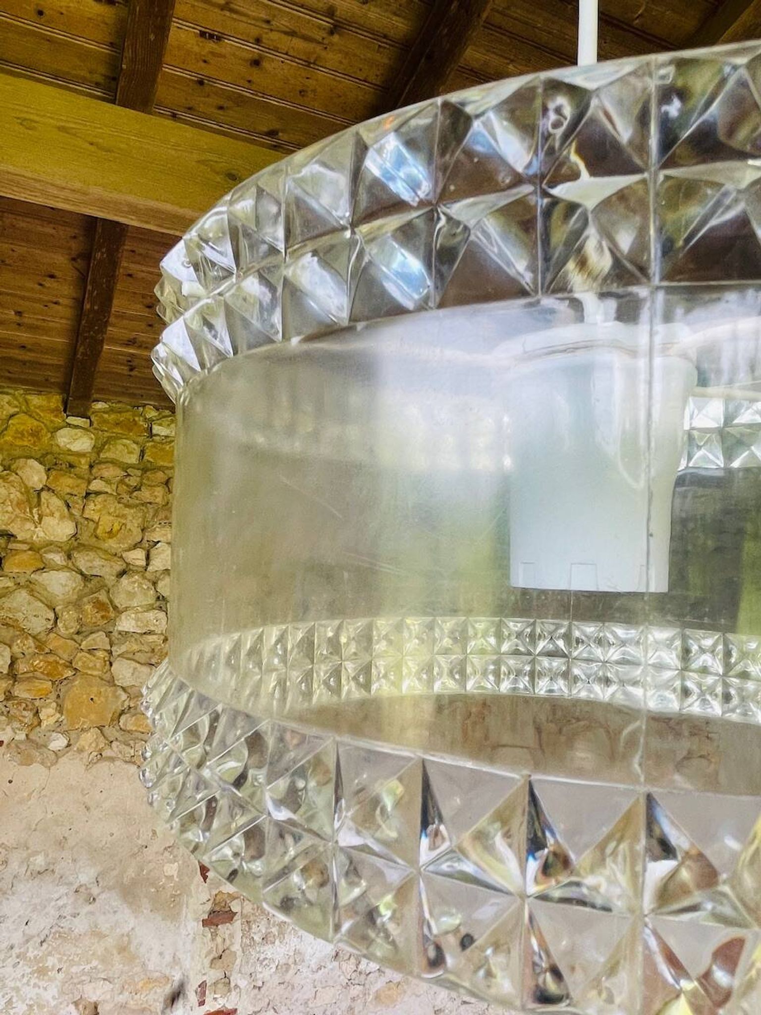 Vintage plexiglass pendant light, circa 1970s