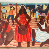 Brazilian fishing scene "Puxada de rede" signed