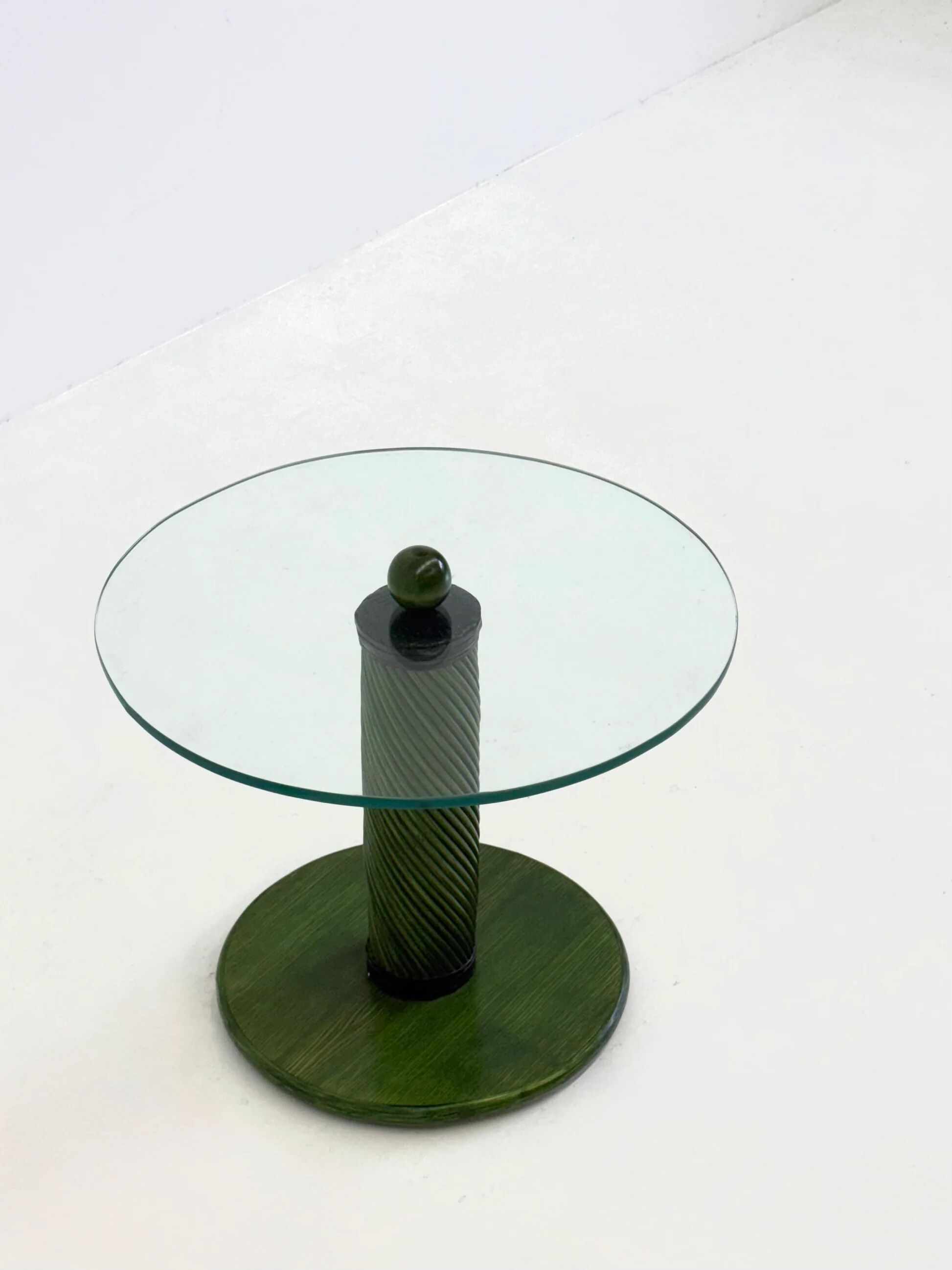 Italian side tables with bamboo base and glass top