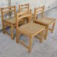 Set of 4 vintage pine chairs with cane seats