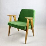 Light green velvet 366 lounge chair by Józef Chierowski, 1970s