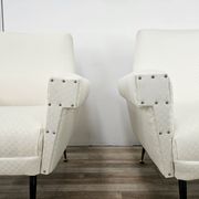 Italian armchairs from the 1950s in cream fabric with iron legs.