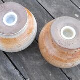 round salt and pepper shaker signed Grés du Marais, France, 60s