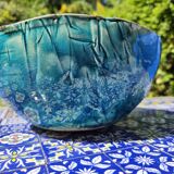 Saladier en céramique fait main bleu oriental