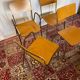 Set of 2 vintage school chairs and 2 armchairs.