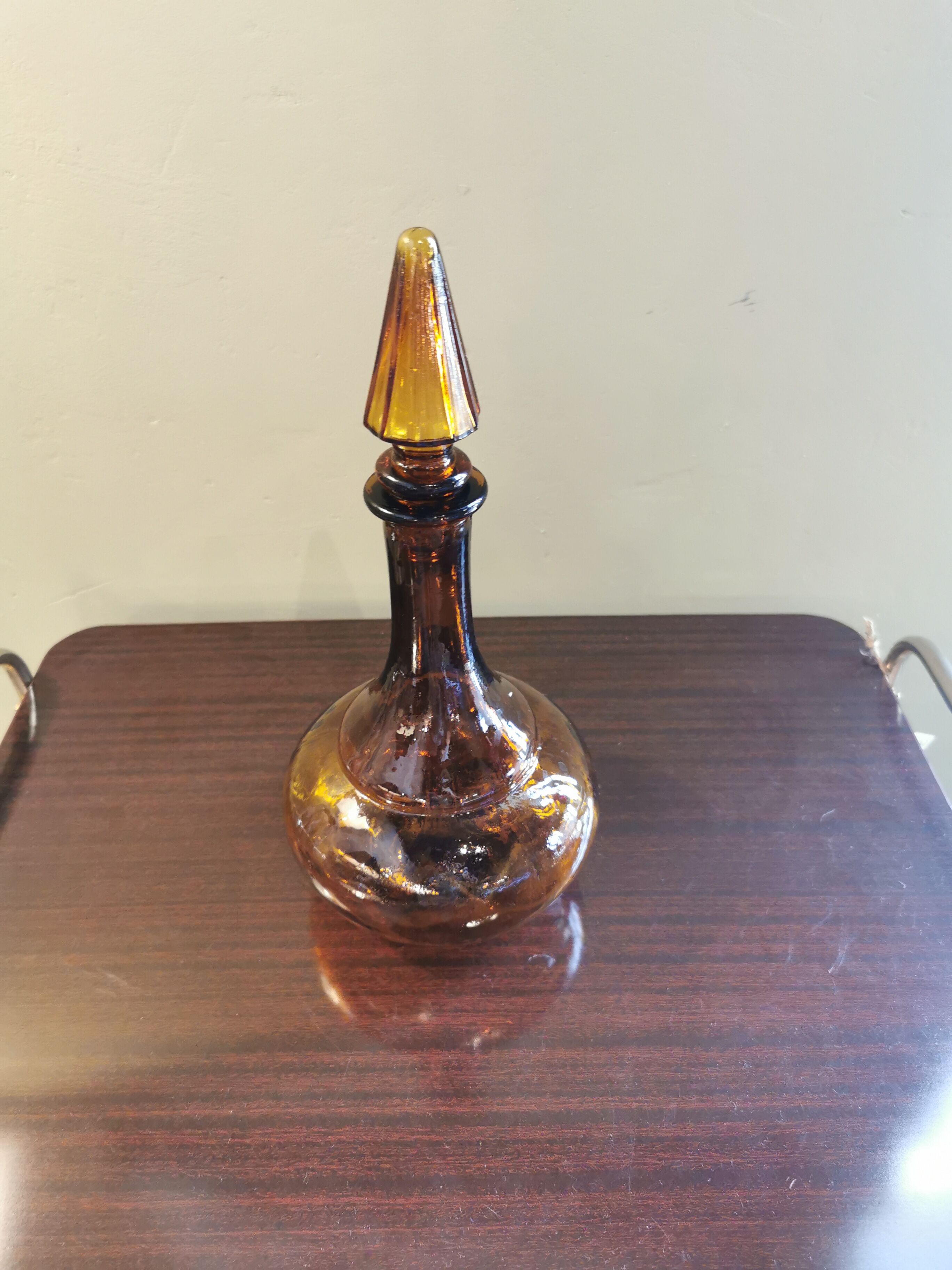 Carafe vintage ronde couleur ambre
