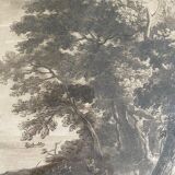 After claude le lorrain, engraving, landscape with shepherds