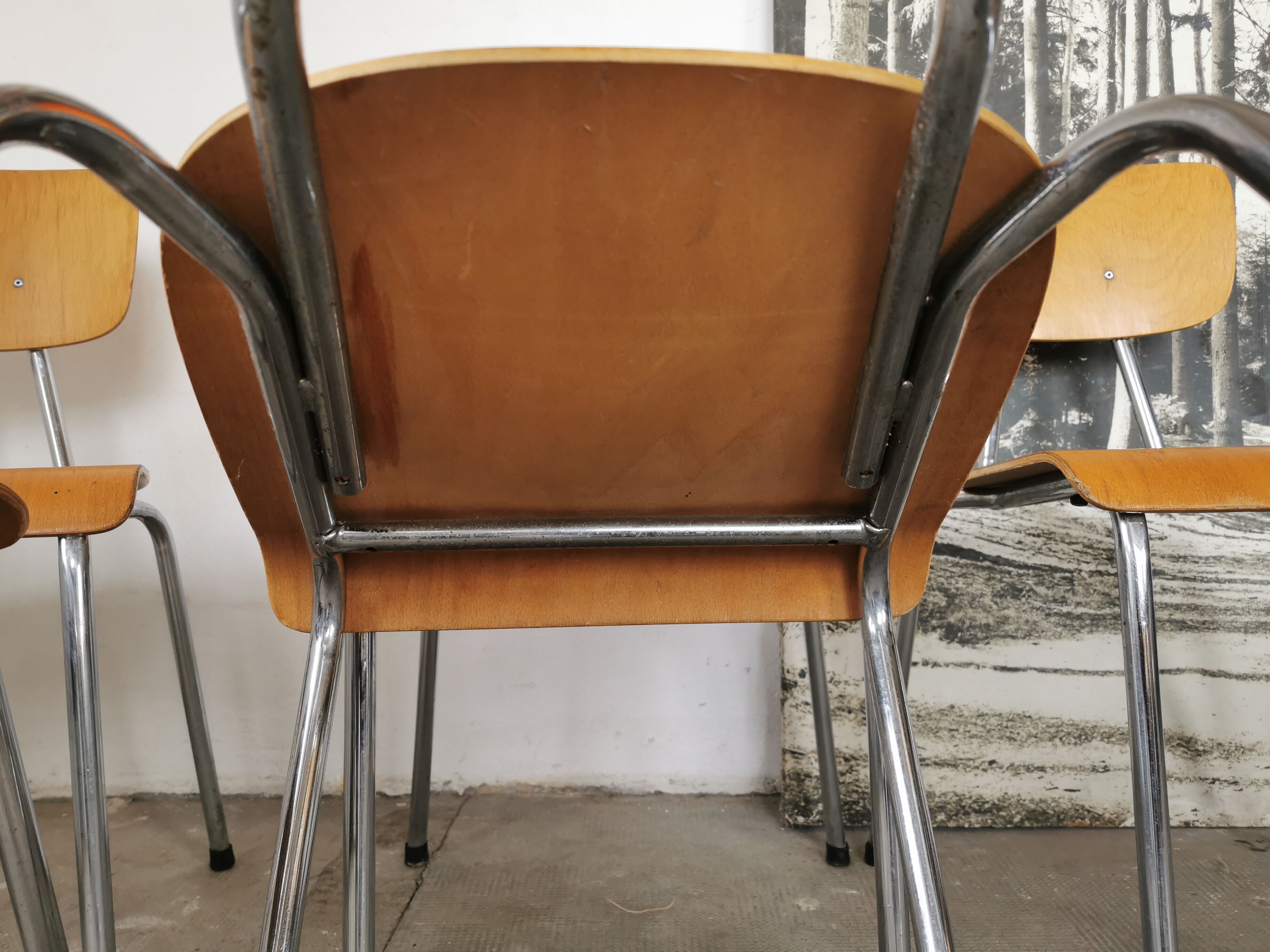 Set of 6 stackable chairs 1970