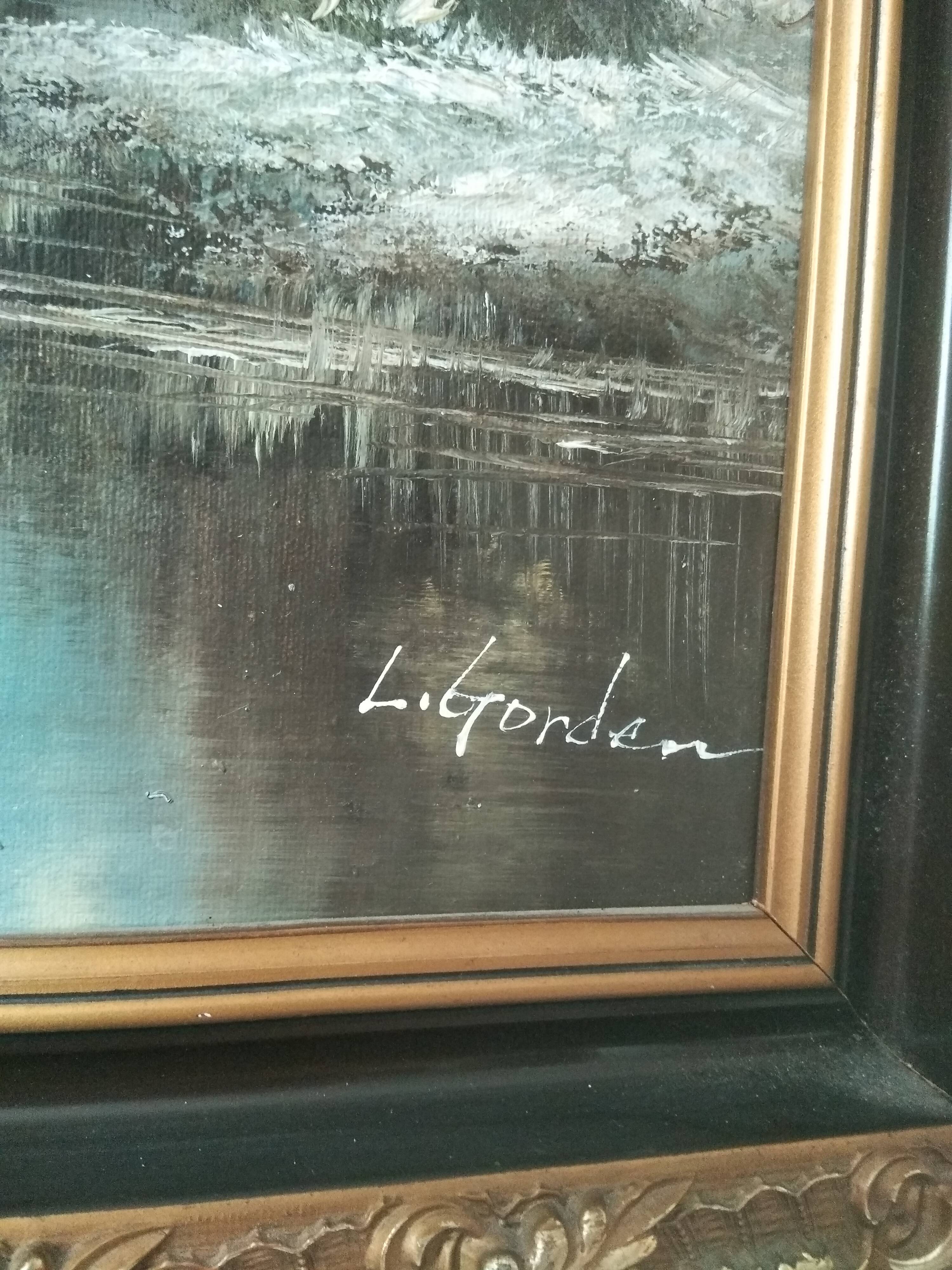 Painting mountain landscape oil painting by L Gorden Real hand-painted canvas Ta