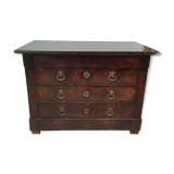 Chest of drawers in wood and gray marble with 4 drawers nineteenth century