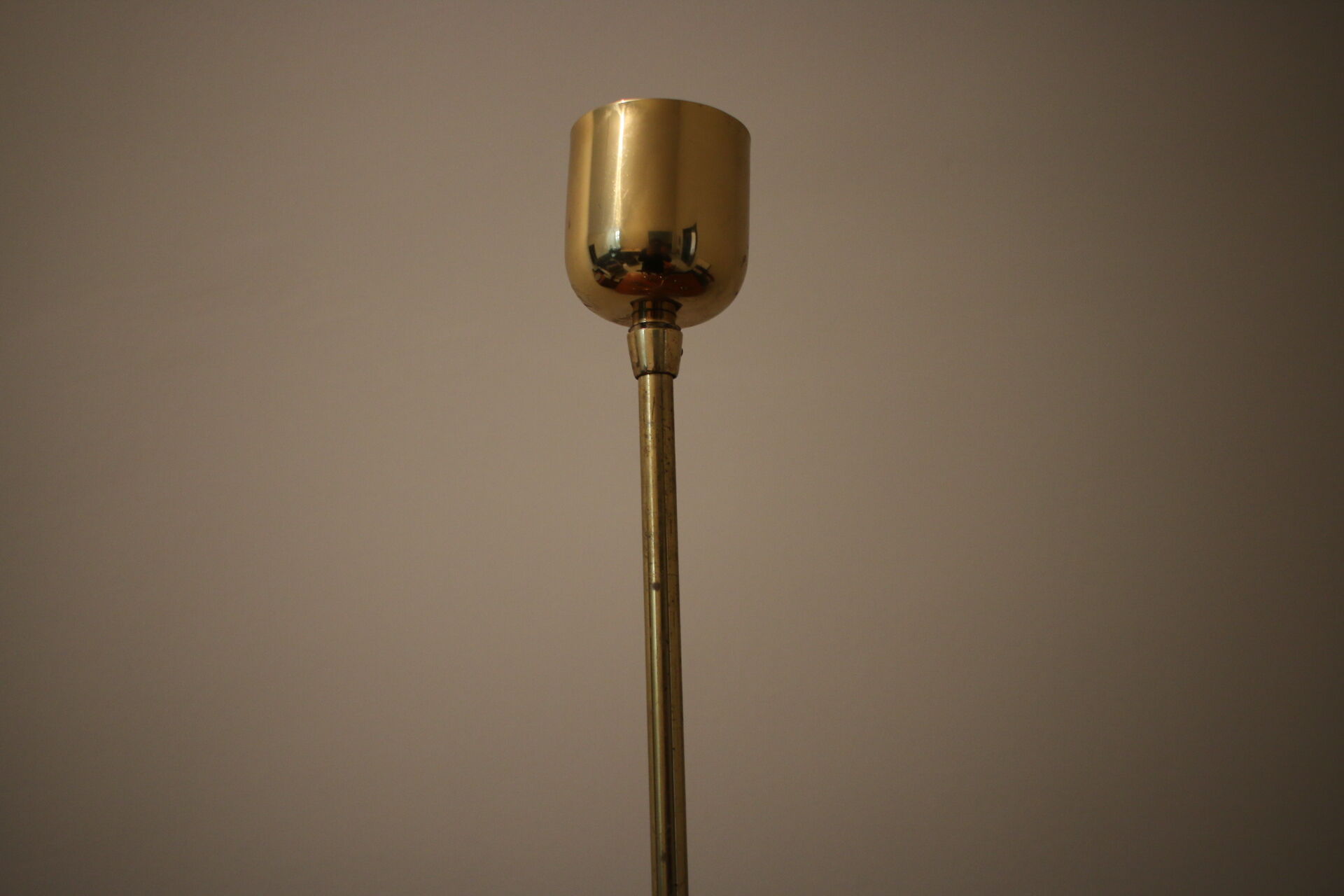 Mid-century 8-arm brass & glass chandelier