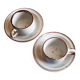 2 enameled stoneware espresso cups and saucers - France, 70s/80s