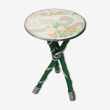 Porte-plante vintage tripode "kitsch" motif roses