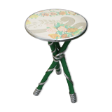 Vintage plant holder tripod "kitsch" pink pattern