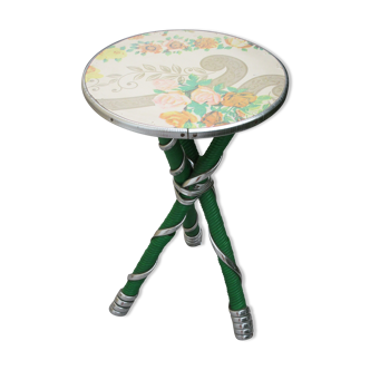 Vintage plant holder tripod "kitsch" pink pattern