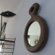 Gouge-cut solid wood mirror, free form, 60s