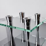 Bougeoir carré en verre, 4 flammes, danemark, 1970