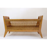Children's bed or crib with wicker décor, 1960-1970.