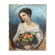 Tableau Pastel 1857 "Jeune fille aux fruits" par Mme Ganthenet