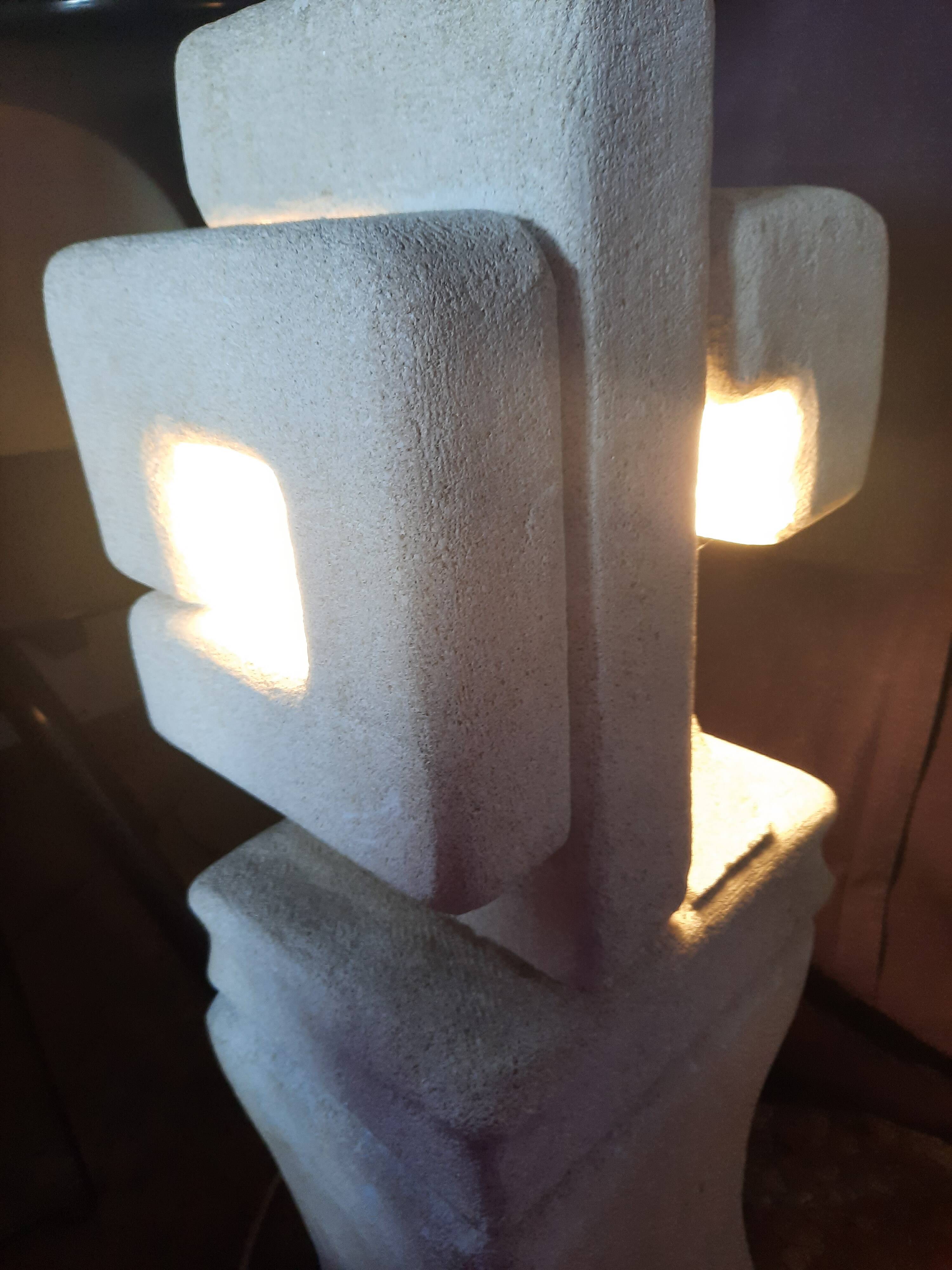 Large stone sculpture lamp