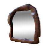 Brutalist olive wood mirror