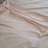 Antique sheet, piece of fabric, 260x170cm, pink and white stripes