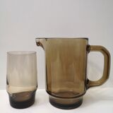 Verres vintages en verre marron fumé