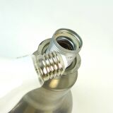 Vintage Pewter and Silk Desk Table Lamp Germany 1960 Minimalist Design