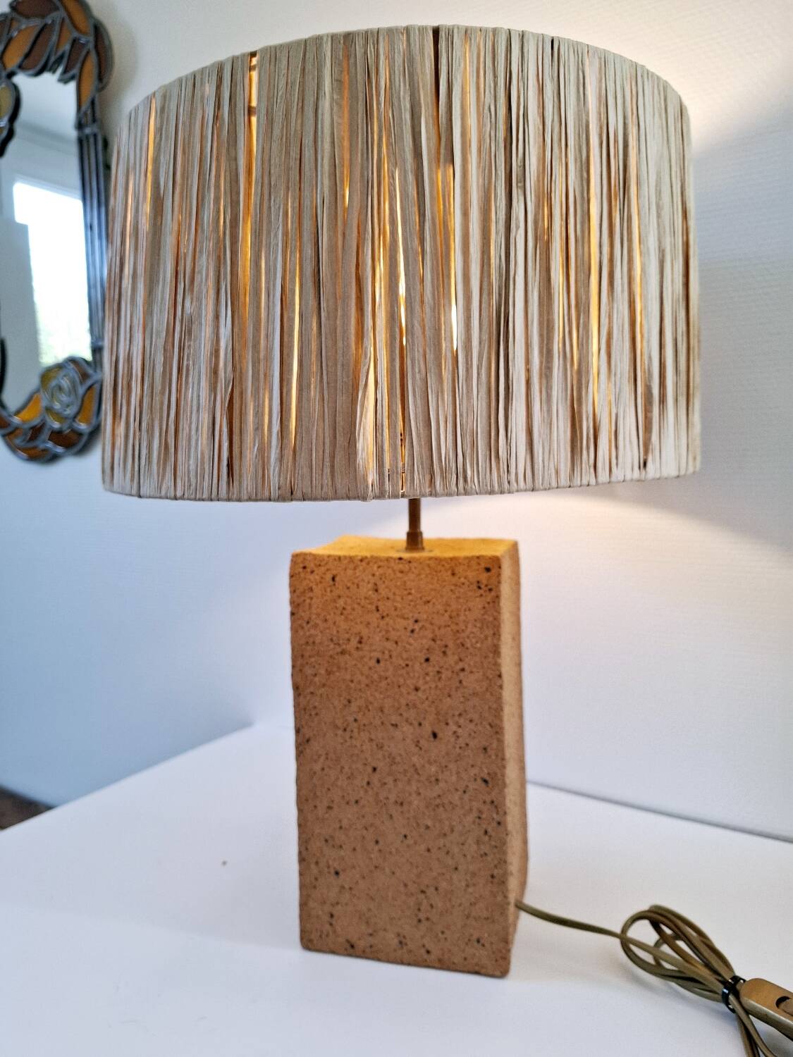 Large lamp in raw ceramic