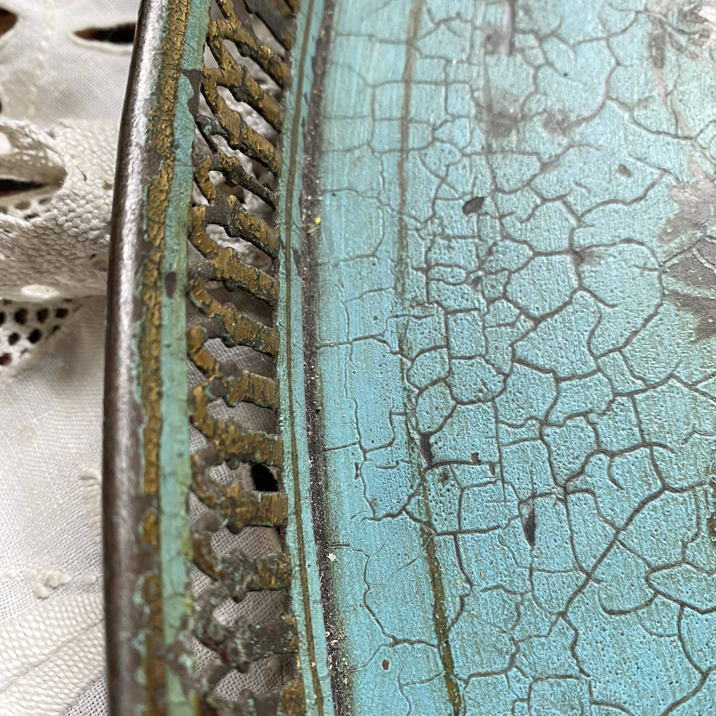 Large oval metal tray in the Napoleon III style, 1960s