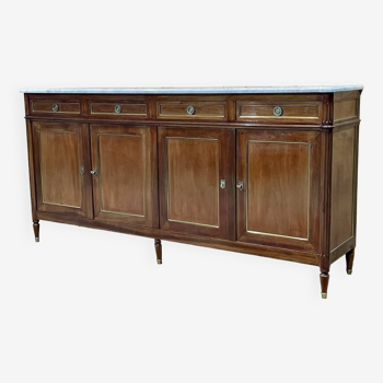 Louis xvi style sideboard from the 1950s in mahogany, oak and white marble top