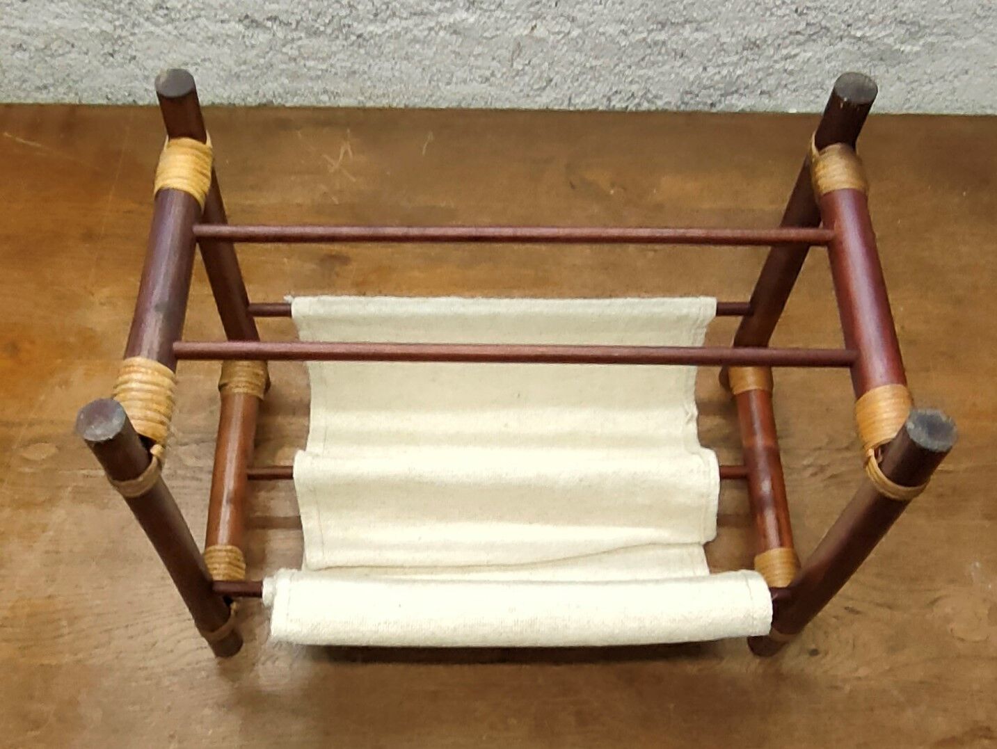 Vintage magazine holders 70's ~ rattan, burlap and wicker ~ France