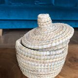 Panier rond en osier avec couvercle