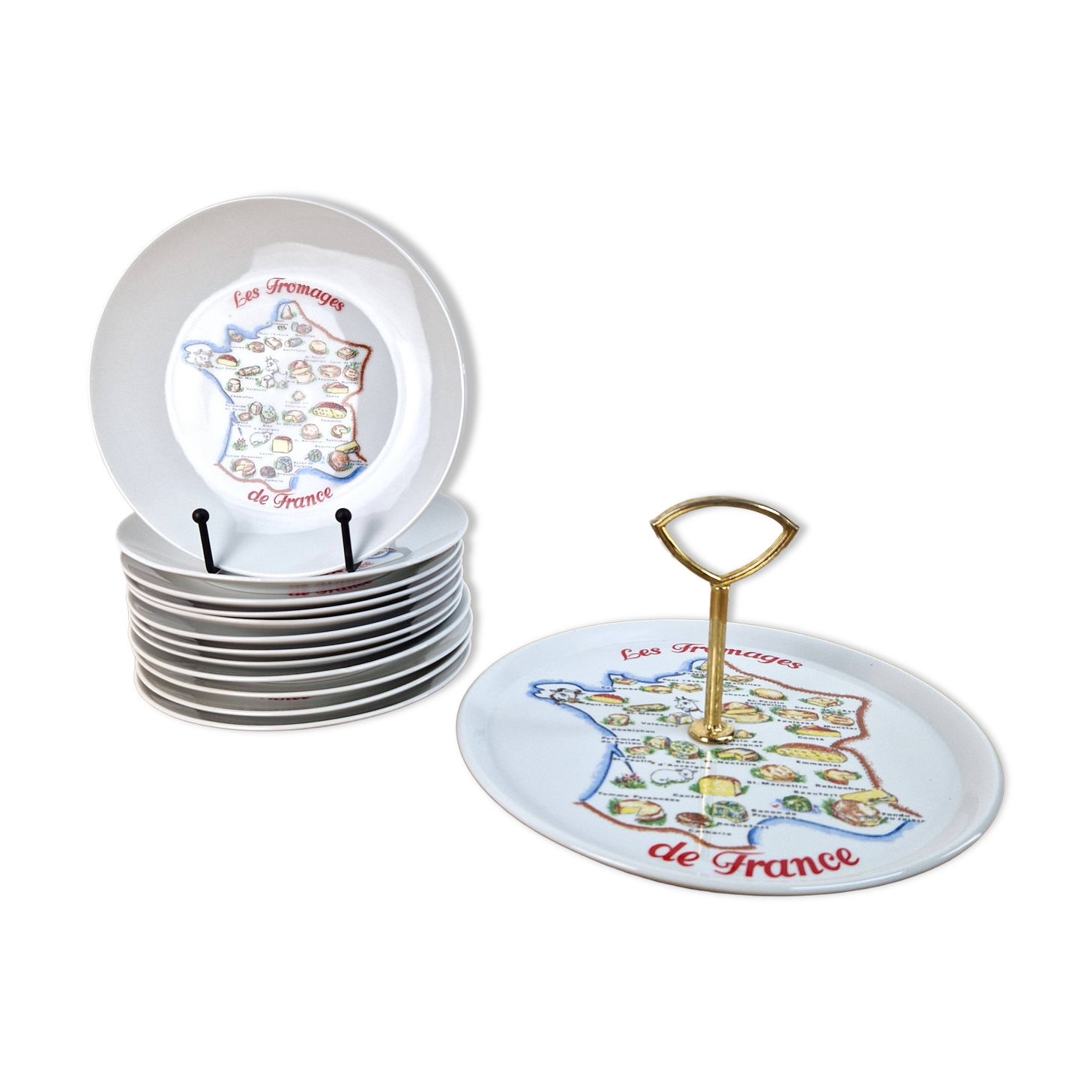 Cheese service Euro Porcelain - vintage plates and platter
