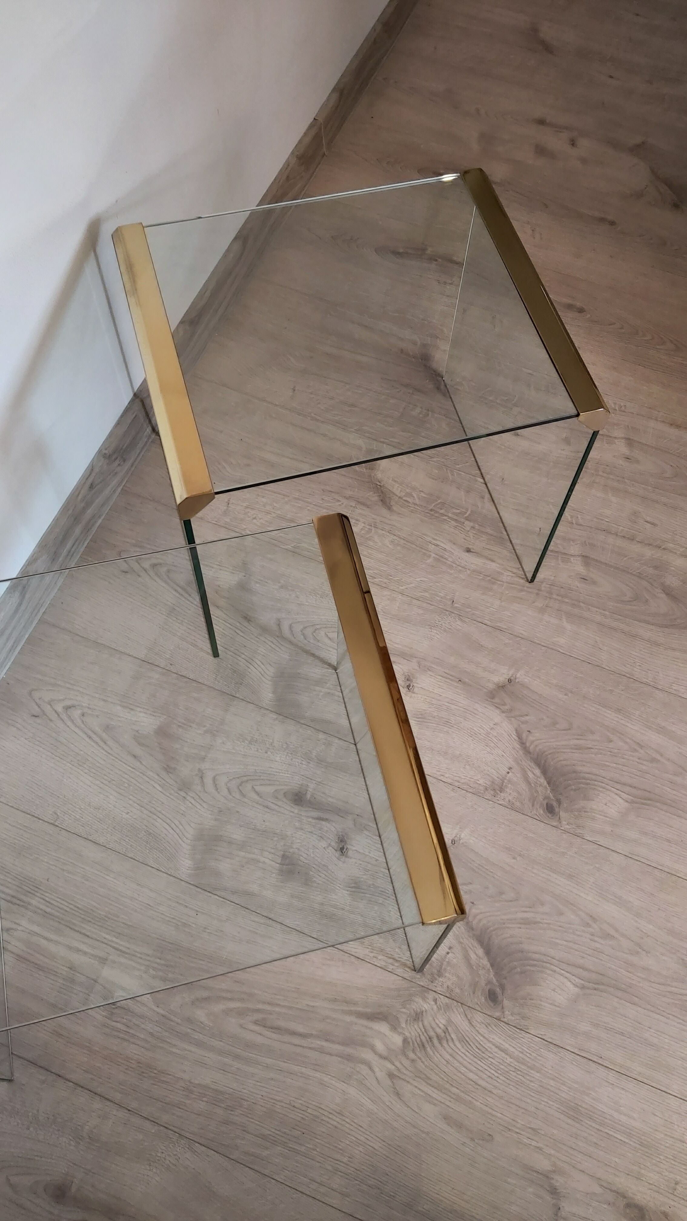 A pair of glass tables, designed by L. Rosen, Pace Collection, USA, 1970