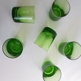 Set of 6 green vintage liqueur glasses