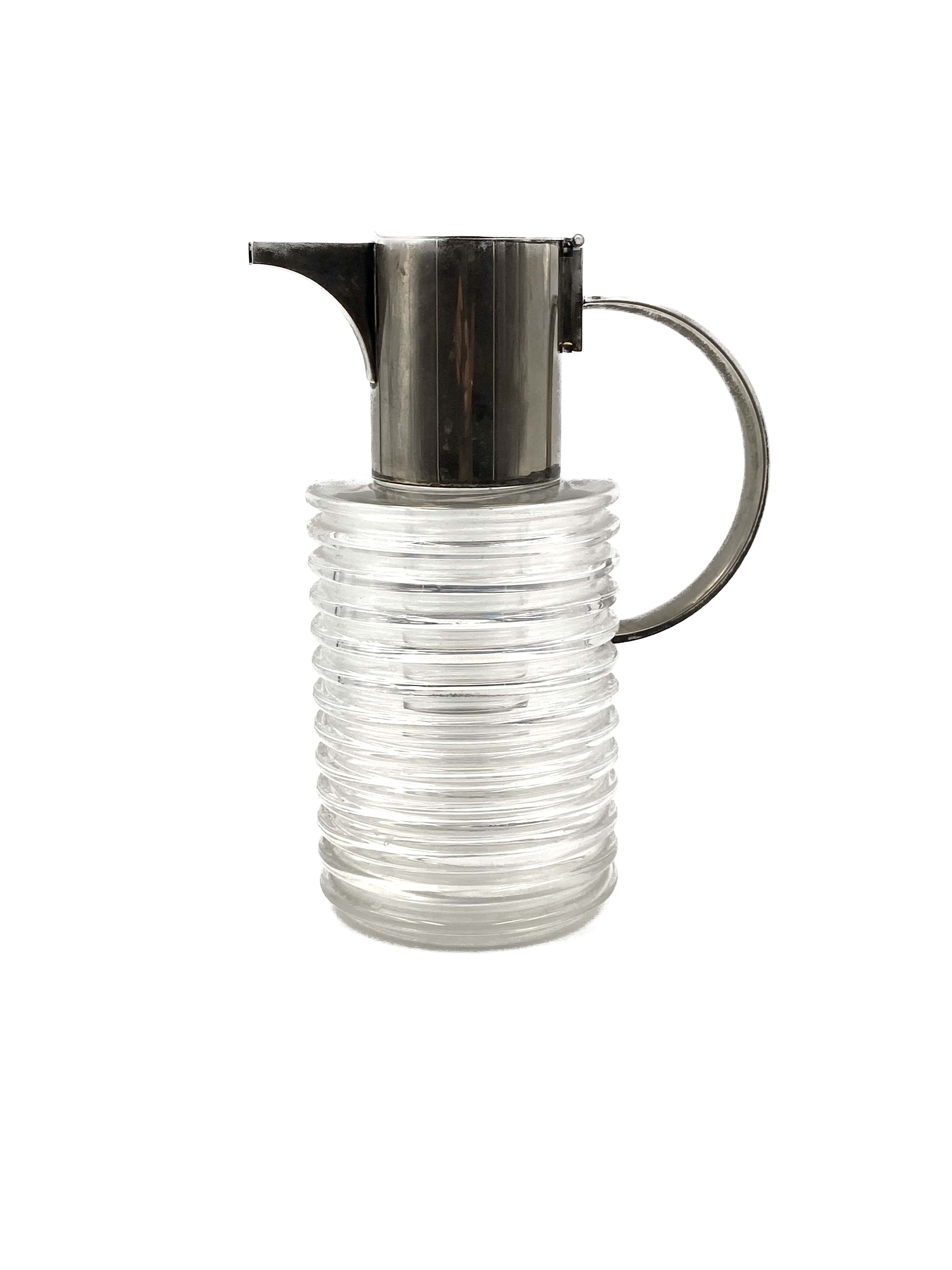 Sergio Asti silverplated and glass jug  Arnolfo di Cambio 1968