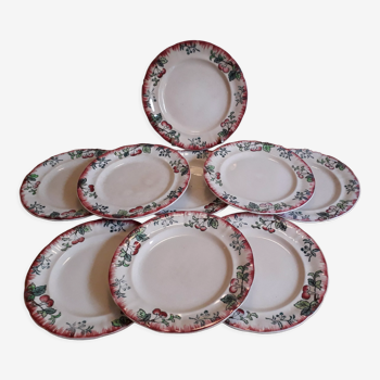 Set of 9 dessert plates Longwy moèle Montmorency end 19th