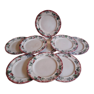 Set of 9 dessert plates Longwy moèle Montmorency end 19th