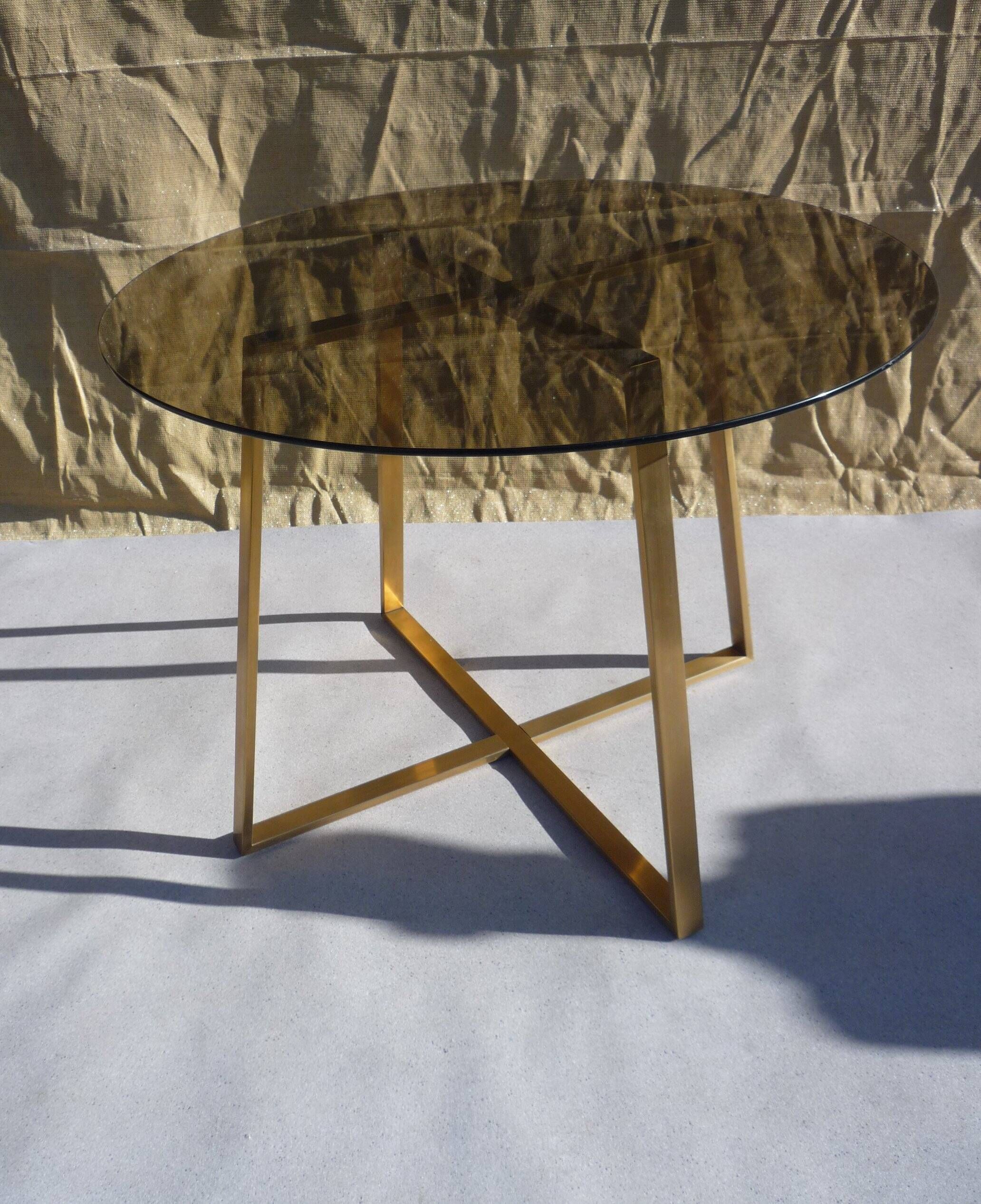 Smoked glass bronze dining table