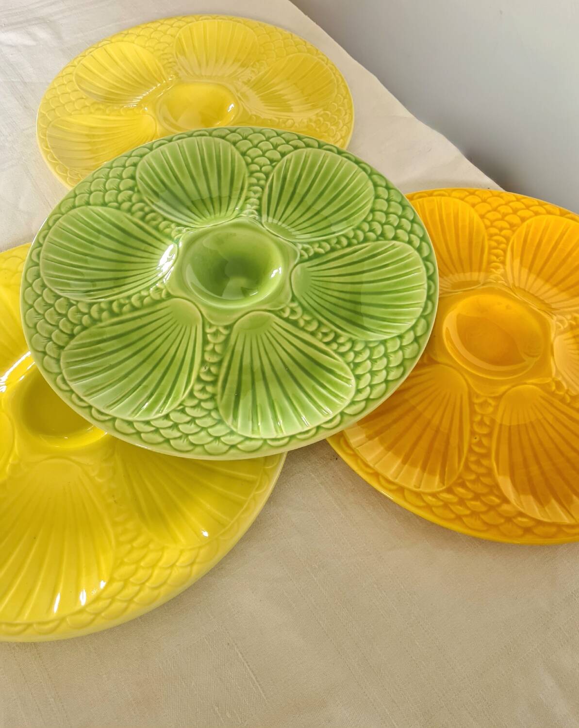 Digoin Sarreguemines oyster plates in slip