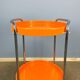Space Age serving trolley, chrome and orange plastic trays, 1970s