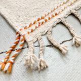 Kilim Moroccan Berber ecru mottled orange pattern 350x236cm