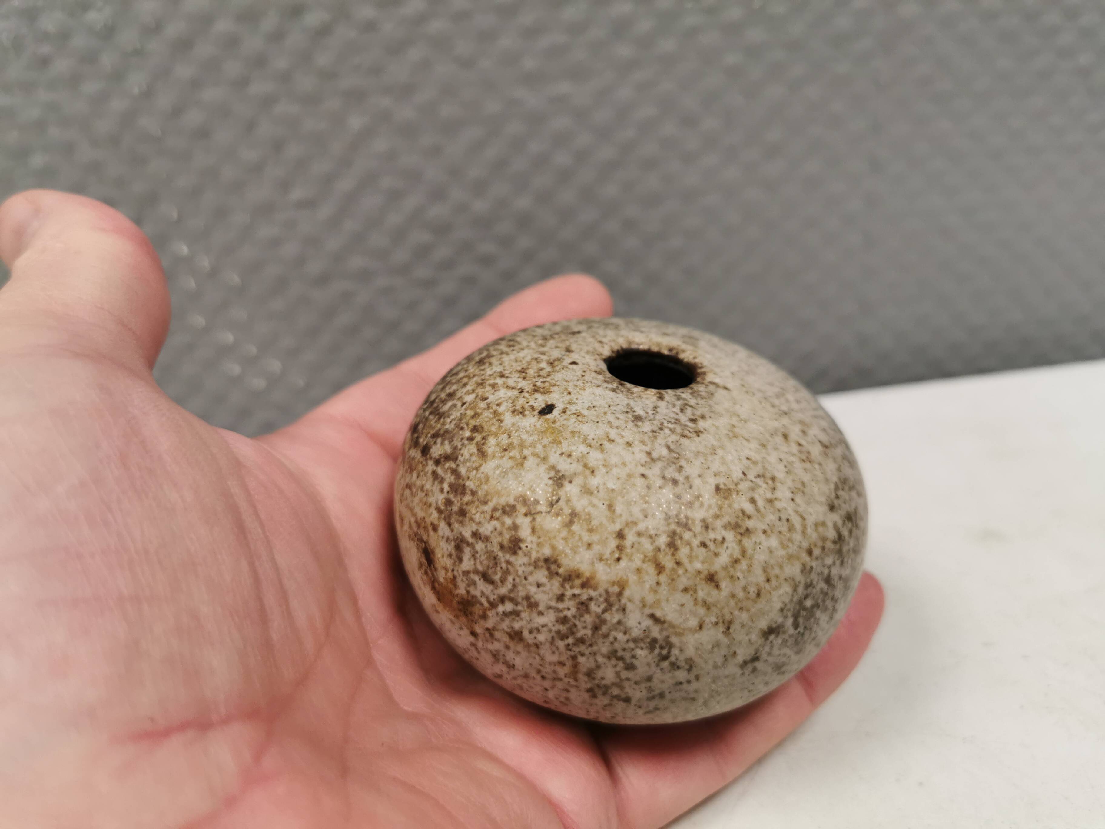 Small, lovely "hollow" ceramic vase, Danish from the 1970s.