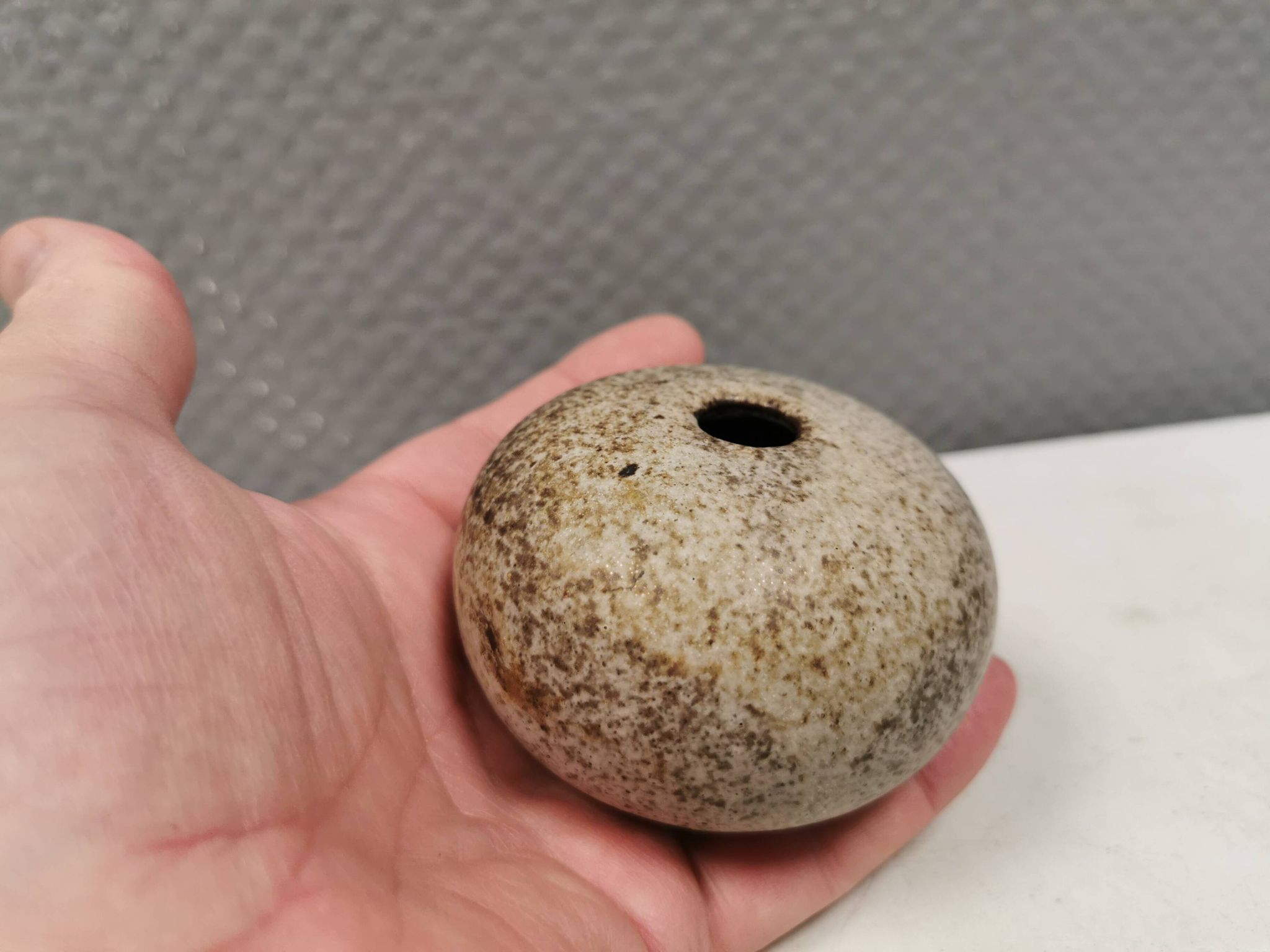 Small, lovely "hollow" ceramic vase, Danish from the 1970s.