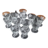Ensemble de 12 verres vintage gravés